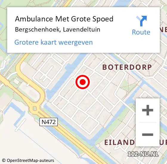 Locatie op kaart van de 112 melding: Ambulance Met Grote Spoed Naar Bergschenhoek, Lavendeltuin op 12 maart 2015 03:53