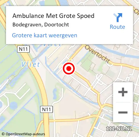 Locatie op kaart van de 112 melding: Ambulance Met Grote Spoed Naar Bodegraven, Doortocht op 12 maart 2015 07:06