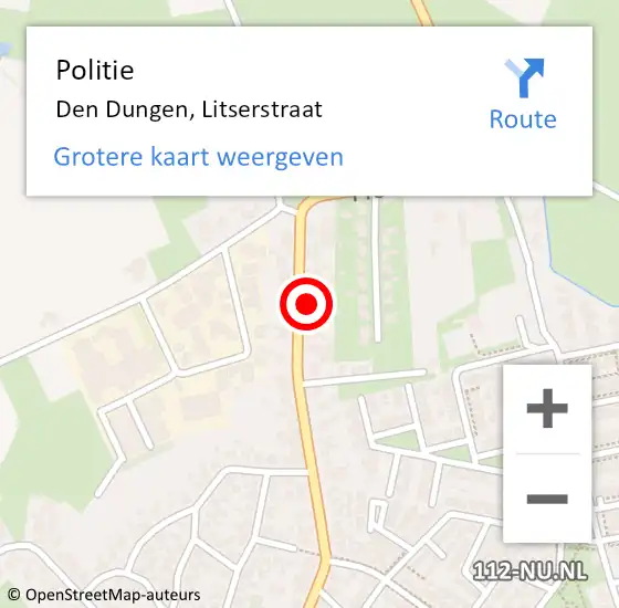 Locatie op kaart van de 112 melding: Politie Den Dungen, Litserstraat op 12 maart 2015 07:21