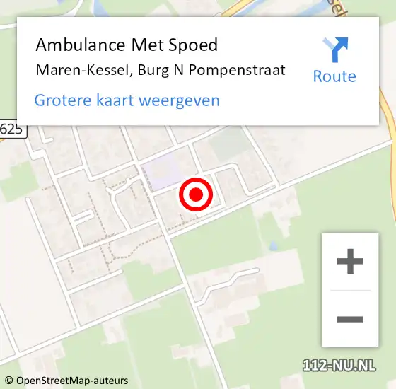 Locatie op kaart van de 112 melding: Ambulance Met Spoed Naar Maren-Kessel, Burg N Pompenstraat op 12 maart 2015 07:50