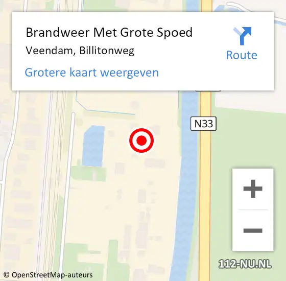 Locatie op kaart van de 112 melding: Brandweer Met Grote Spoed Naar Veendam, Billitonweg op 1 november 2013 13:07