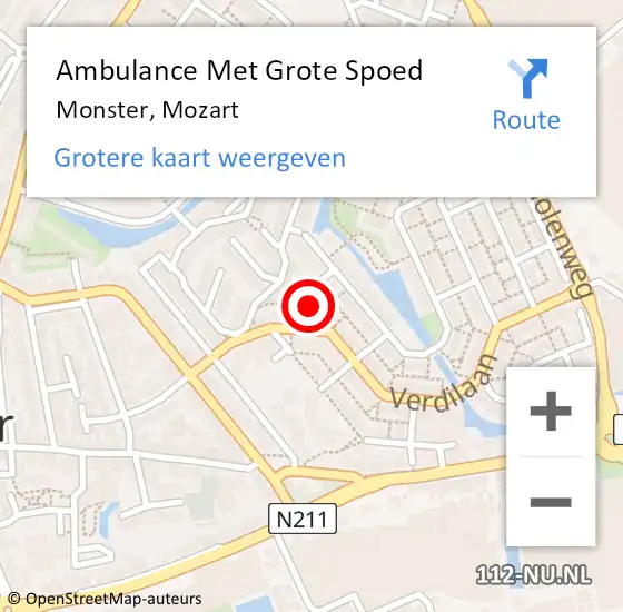 Locatie op kaart van de 112 melding: Ambulance Met Grote Spoed Naar Monster, Mozart op 12 maart 2015 08:24