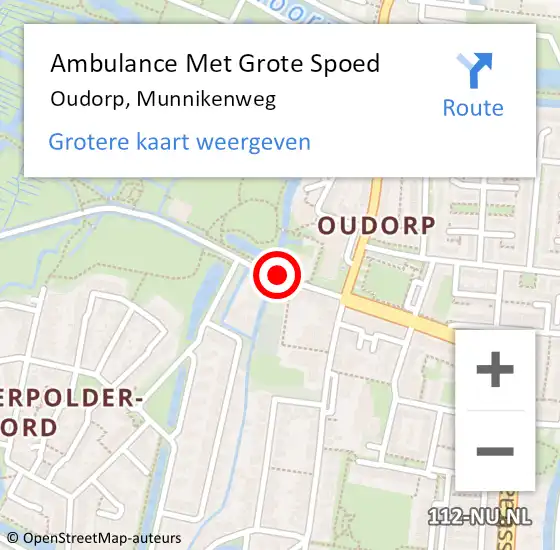 Locatie op kaart van de 112 melding: Ambulance Met Grote Spoed Naar Oudorp, Munnikenweg op 12 maart 2015 08:26