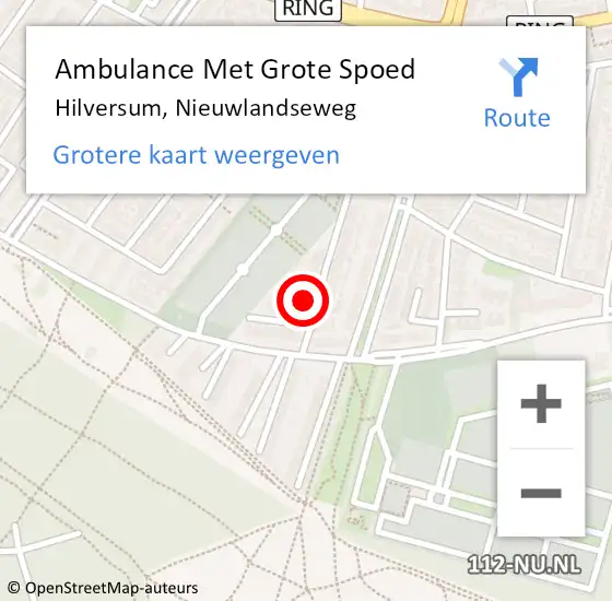 Locatie op kaart van de 112 melding: Ambulance Met Grote Spoed Naar Hilversum, Nieuwlandseweg op 12 maart 2015 08:38