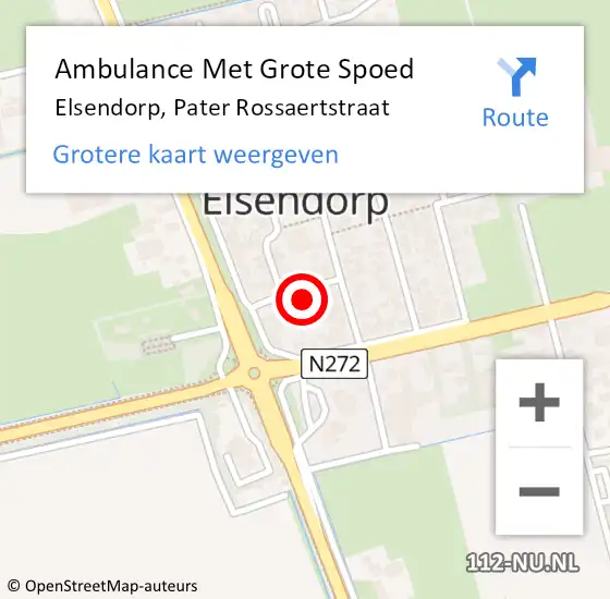 Locatie op kaart van de 112 melding: Ambulance Met Grote Spoed Naar Elsendorp, Pater Rossaertstraat op 12 maart 2015 08:42