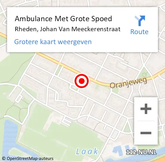 Locatie op kaart van de 112 melding: Ambulance Met Grote Spoed Naar Rheden, Johan Van Meeckerenstraat op 12 maart 2015 08:44