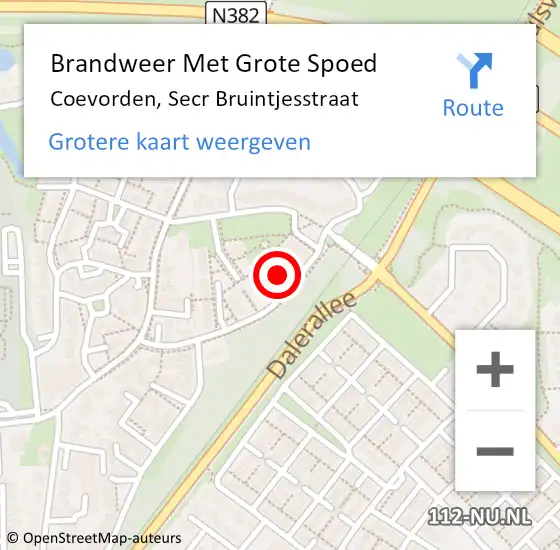 Locatie op kaart van de 112 melding: Brandweer Met Grote Spoed Naar Coevorden, Secr Bruintjesstraat op 12 maart 2015 08:45