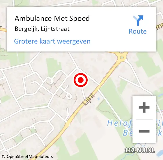 Locatie op kaart van de 112 melding: Ambulance Met Spoed Naar Bergeijk, Lijntstraat op 12 maart 2015 08:47