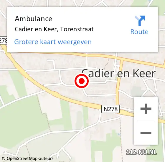 Locatie op kaart van de 112 melding: Ambulance Cadier en Keer, Torenstraat op 1 november 2013 13:15