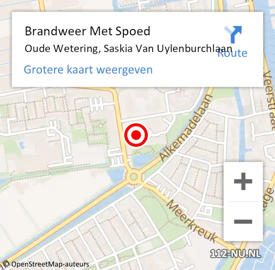 Locatie op kaart van de 112 melding: Brandweer Met Spoed Naar Oude Wetering, Saskia Van Uylenburchlaan op 1 november 2013 13:22