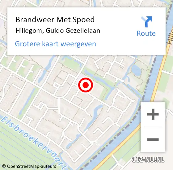 Locatie op kaart van de 112 melding: Brandweer Met Spoed Naar Hillegom, Guido Gezellelaan op 1 november 2013 13:24