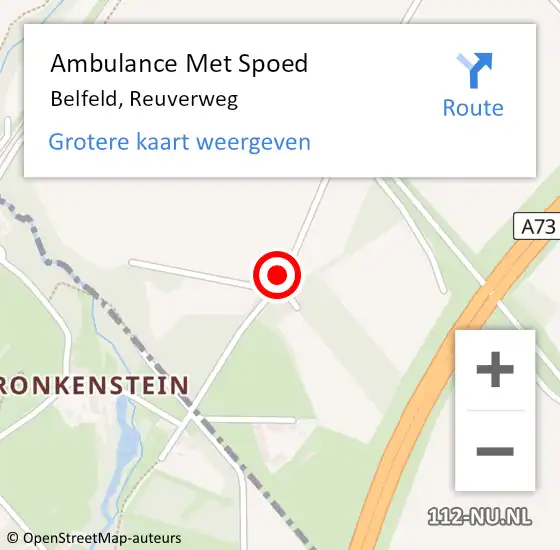 Locatie op kaart van de 112 melding: Ambulance Met Spoed Naar Belfeld, Reuverweg op 12 maart 2015 10:41