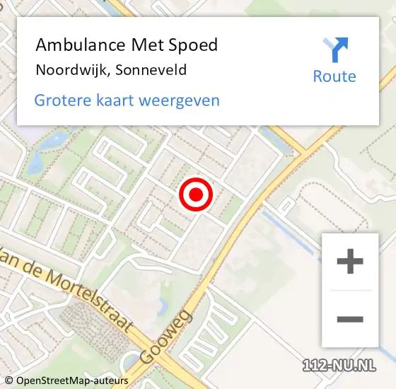 Locatie op kaart van de 112 melding: Ambulance Met Spoed Naar Noordwijk, Sonneveld op 12 maart 2015 11:44