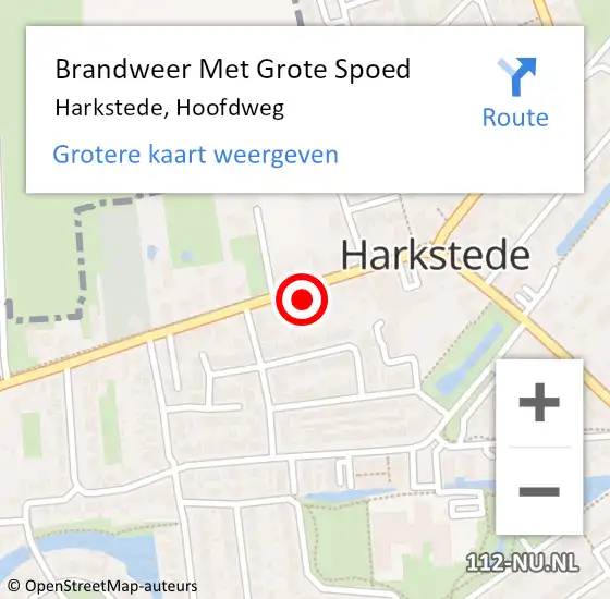 Locatie op kaart van de 112 melding: Brandweer Met Grote Spoed Naar Harkstede, Hoofdweg op 12 maart 2015 11:47