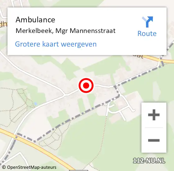 Locatie op kaart van de 112 melding: Ambulance Merkelbeek, Mgr Mannensstraat op 1 november 2013 13:30