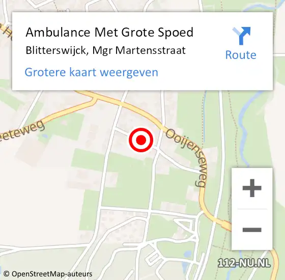 Locatie op kaart van de 112 melding: Ambulance Met Grote Spoed Naar Blitterswijck, Mgr Martensstraat op 12 maart 2015 11:53