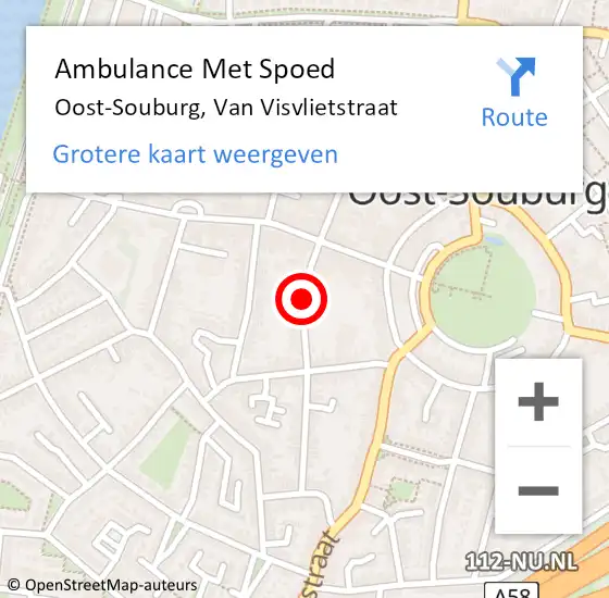 Locatie op kaart van de 112 melding: Ambulance Met Spoed Naar Oost-Souburg, Van Visvlietstraat op 12 maart 2015 12:01