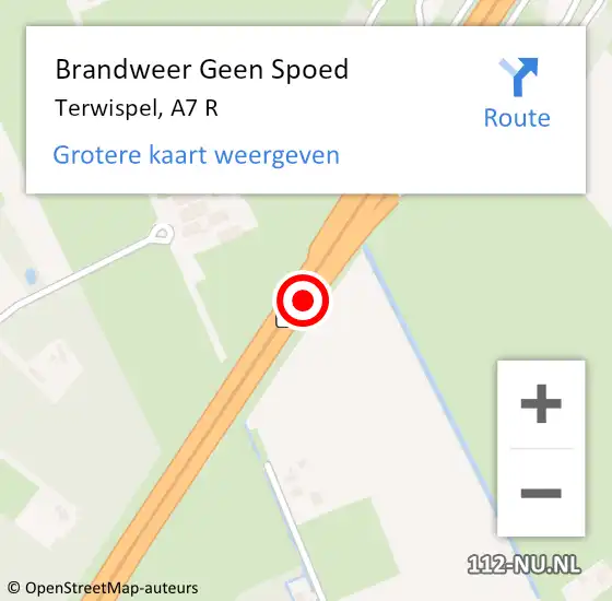 Locatie op kaart van de 112 melding: Brandweer Geen Spoed Naar Terwispel, A7 R op 12 maart 2015 12:49