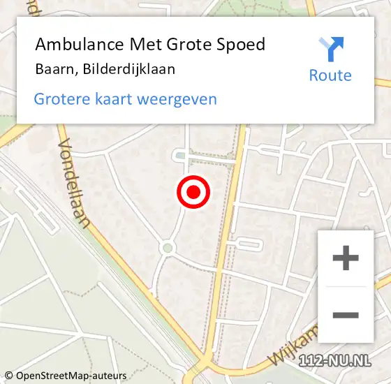 Locatie op kaart van de 112 melding: Ambulance Met Grote Spoed Naar Baarn, Bilderdijklaan op 12 maart 2015 12:56