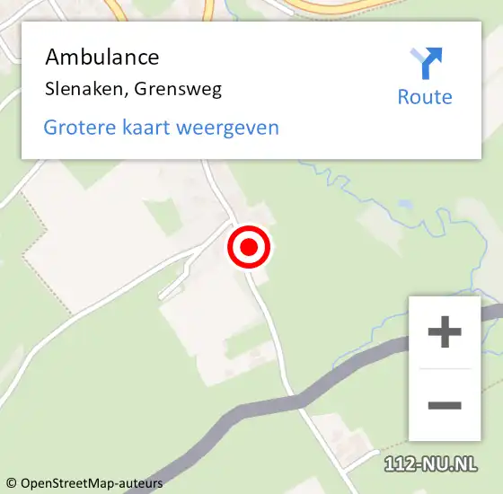 Locatie op kaart van de 112 melding: Ambulance Slenaken, Grensweg op 1 november 2013 13:38