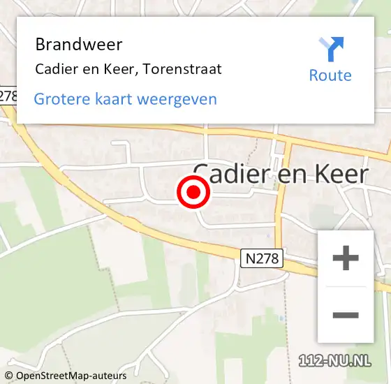 Locatie op kaart van de 112 melding: Brandweer Cadier en Keer, Torenstraat op 1 november 2013 13:38