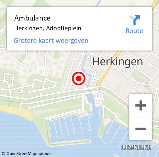 Locatie op kaart van de 112 melding: Ambulance Herkingen, Adoptieplein op 12 maart 2015 13:55