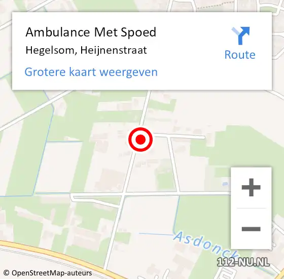 Locatie op kaart van de 112 melding: Ambulance Met Spoed Naar Hegelsom, Heijnenstraat op 12 maart 2015 14:07