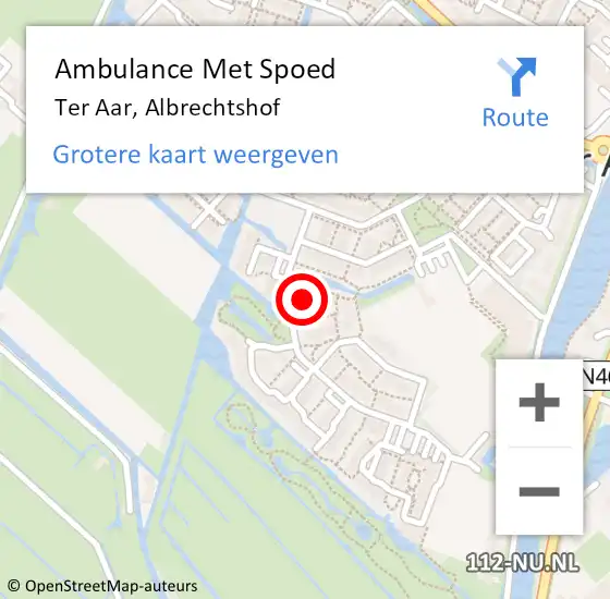 Locatie op kaart van de 112 melding: Ambulance Met Spoed Naar Ter Aar, Albrechtshof op 12 maart 2015 14:56