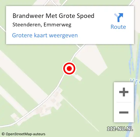 Locatie op kaart van de 112 melding: Brandweer Met Grote Spoed Naar Steenderen, Emmerweg op 12 maart 2015 14:59