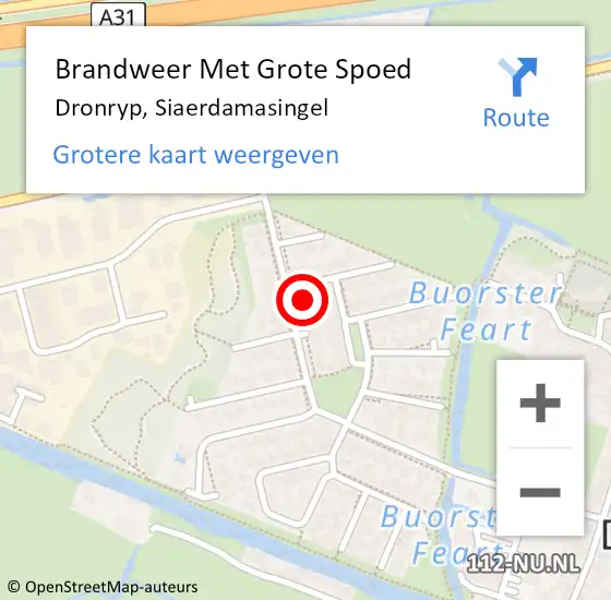 Locatie op kaart van de 112 melding: Brandweer Met Grote Spoed Naar Dronryp, Siaerdamasingel op 12 maart 2015 15:01