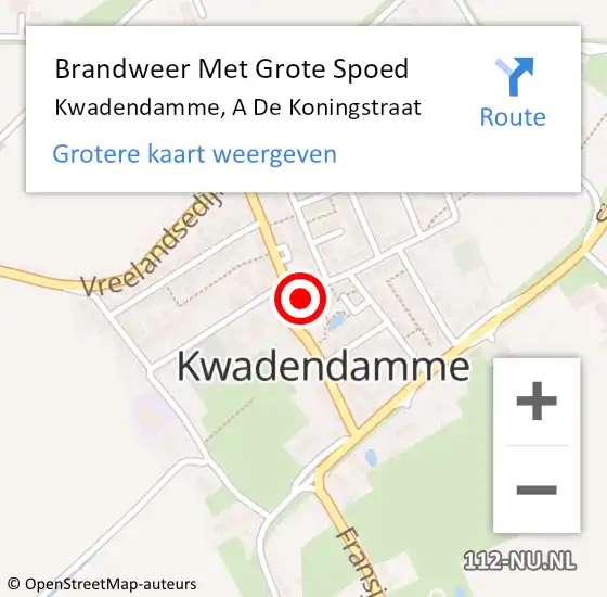 Locatie op kaart van de 112 melding: Brandweer Met Grote Spoed Naar Kwadendamme, A De Koningstraat op 12 maart 2015 15:17