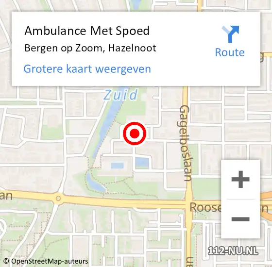 Locatie op kaart van de 112 melding: Ambulance Met Spoed Naar Bergen op Zoom, Hazelnoot op 12 maart 2015 15:47