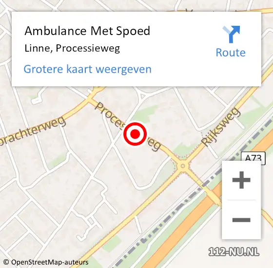 Locatie op kaart van de 112 melding: Ambulance Met Spoed Naar Linne, Processieweg op 12 maart 2015 15:53