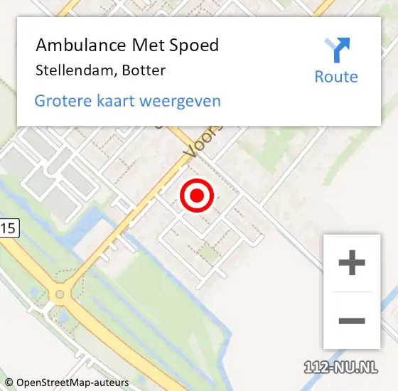 Locatie op kaart van de 112 melding: Ambulance Met Spoed Naar Stellendam, Botter op 12 maart 2015 16:12