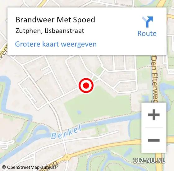 Locatie op kaart van de 112 melding: Brandweer Met Spoed Naar Zutphen, IJsbaanstraat op 12 maart 2015 16:24