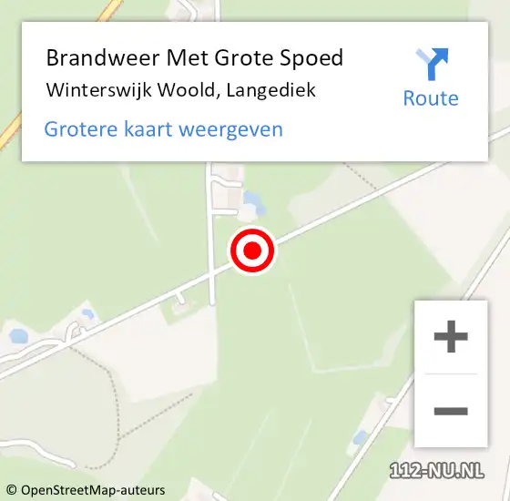 Locatie op kaart van de 112 melding: Brandweer Met Grote Spoed Naar Winterswijk Woold, Langediek op 12 maart 2015 16:26