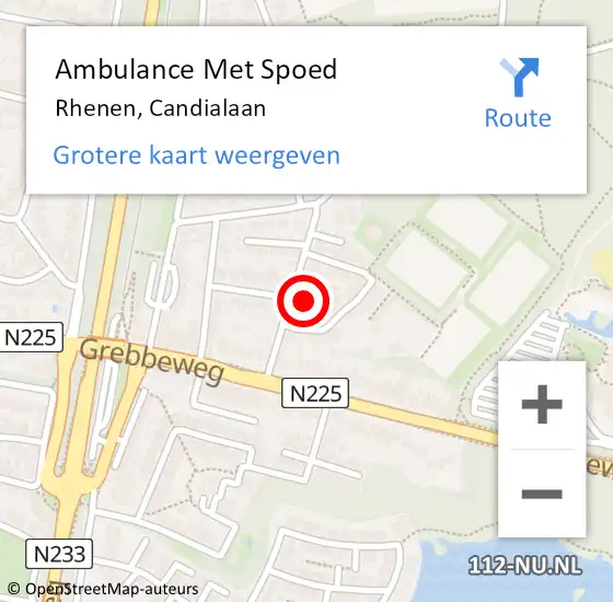 Locatie op kaart van de 112 melding: Ambulance Met Spoed Naar Rhenen, Candialaan op 12 maart 2015 16:33