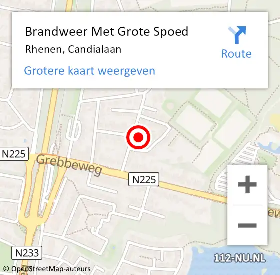 Locatie op kaart van de 112 melding: Brandweer Met Grote Spoed Naar Rhenen, Candialaan op 12 maart 2015 16:35