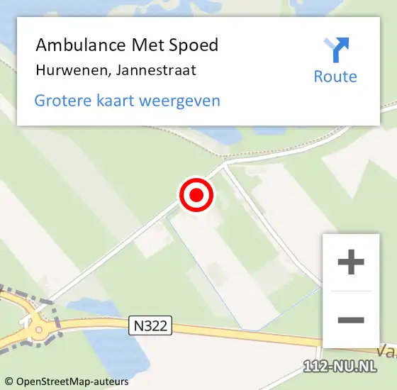 Locatie op kaart van de 112 melding: Ambulance Met Spoed Naar Hurwenen, Jannestraat op 12 maart 2015 16:36