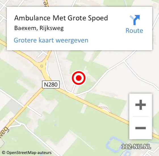 Locatie op kaart van de 112 melding: Ambulance Met Grote Spoed Naar Baexem, Rijksweg op 12 maart 2015 16:54