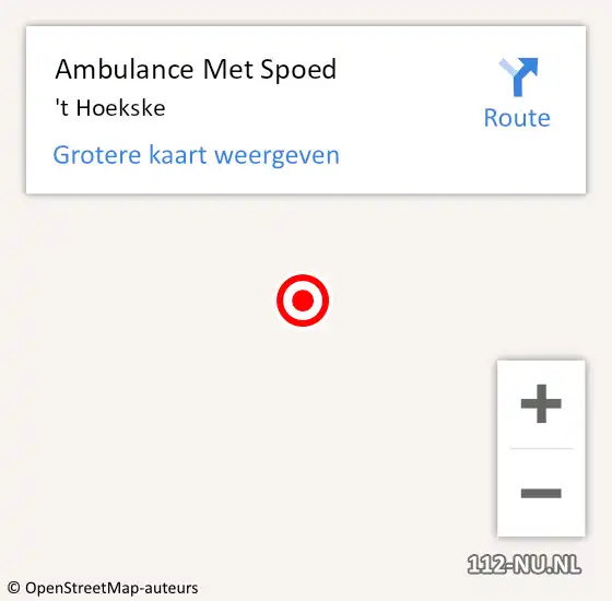Locatie op kaart van de 112 melding: Ambulance Met Spoed Naar 't Hoekske op 12 maart 2015 16:55