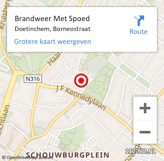 Locatie op kaart van de 112 melding: Brandweer Met Spoed Naar Doetinchem, Borneostraat op 12 maart 2015 17:05