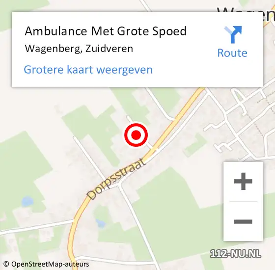 Locatie op kaart van de 112 melding: Ambulance Met Grote Spoed Naar Wagenberg, Zuidveren op 12 maart 2015 18:50
