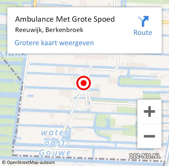 Locatie op kaart van de 112 melding: Ambulance Met Grote Spoed Naar Reeuwijk, Berkenbroek op 12 maart 2015 18:52