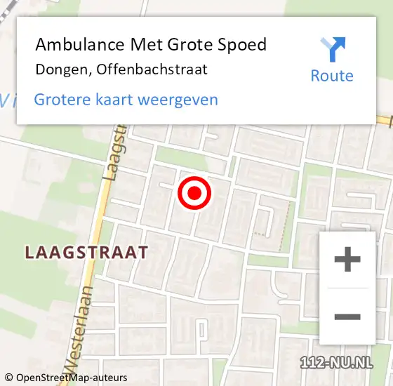 Locatie op kaart van de 112 melding: Ambulance Met Grote Spoed Naar Dongen, Offenbachstraat op 12 maart 2015 19:17