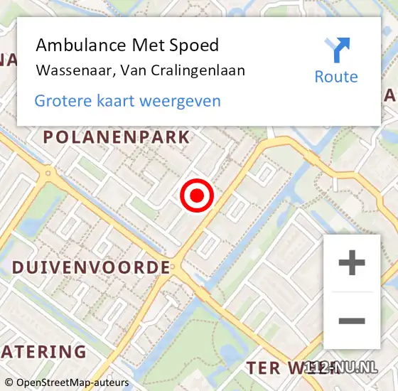 Locatie op kaart van de 112 melding: Ambulance Met Spoed Naar Wassenaar, Van Cralingenlaan op 12 maart 2015 19:31