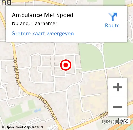 Locatie op kaart van de 112 melding: Ambulance Met Spoed Naar Nuland, Haarhamer op 12 maart 2015 20:26