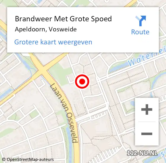 Locatie op kaart van de 112 melding: Brandweer Met Grote Spoed Naar Apeldoorn, Vosweide op 12 maart 2015 20:38