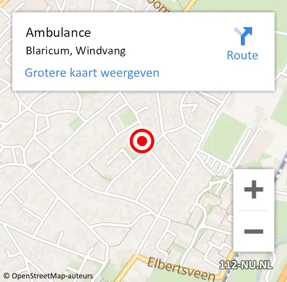 Locatie op kaart van de 112 melding: Ambulance Blaricum, Windvang op 1 november 2013 14:35