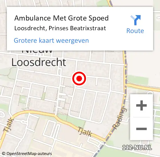 Locatie op kaart van de 112 melding: Ambulance Met Grote Spoed Naar Loosdrecht, Prinses Beatrixstraat op 13 maart 2015 02:02